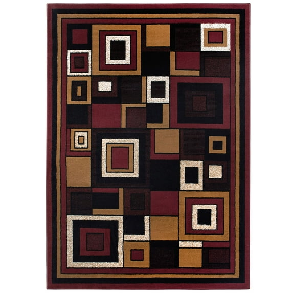 Home Dynamix Premium Nikola Contemporary Colored Block Area Rug, Red/Brown, 7'8"x10'7"