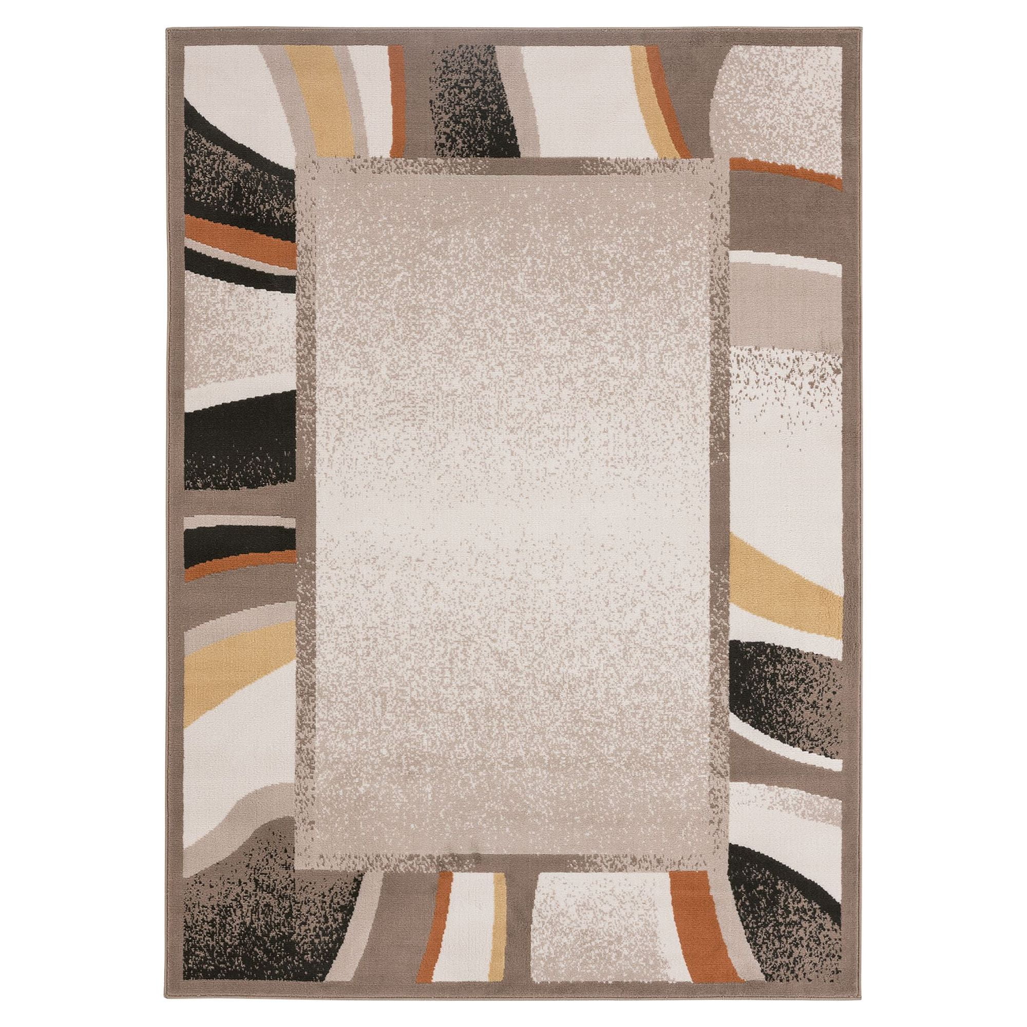 Taupe & Orange Reversible Easy-Care Synthetic Area Rug, 5'3"x7'5"