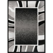 Home Dynamix Premium Rizzy Contemporary Abstract Border Area Rug, Black/Grey, 3'7"x5'2"