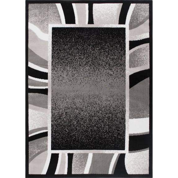 Home Dynamix Premium Rizzy Contemporary Abstract Border Area Rug, Black/Grey, 3'7"x5'2"