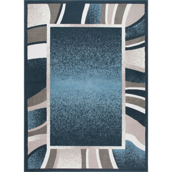 Home Dynamix Premium Rizzy Contemporary Abstract Border Area Rug, Blue/Grey, 21"x35"