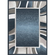 Home Dynamix Premium Rizzy Contemporary Abstract Border Area Rug, Blue/Grey, 3'7"x5'2"