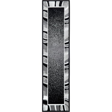 Home Dynamix Premium Rizzy Contemporary Abstract Border Runner Area Rug, Black/Grey, 1'9"x7'2"