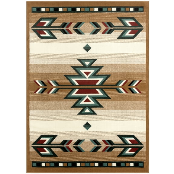 Home Dynamix Premium Sagrada Southwestern Geometric Area Rug Beige/Green, 5'2"x7'4"