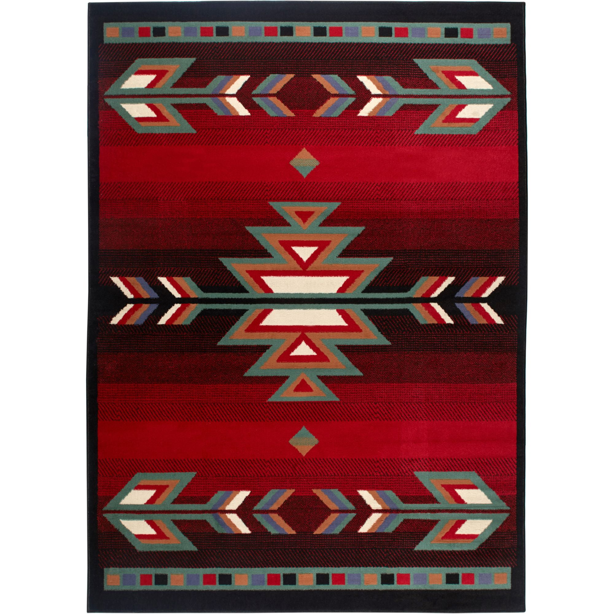 Southwestern Geometric Black and Red Rectangular Area Rug