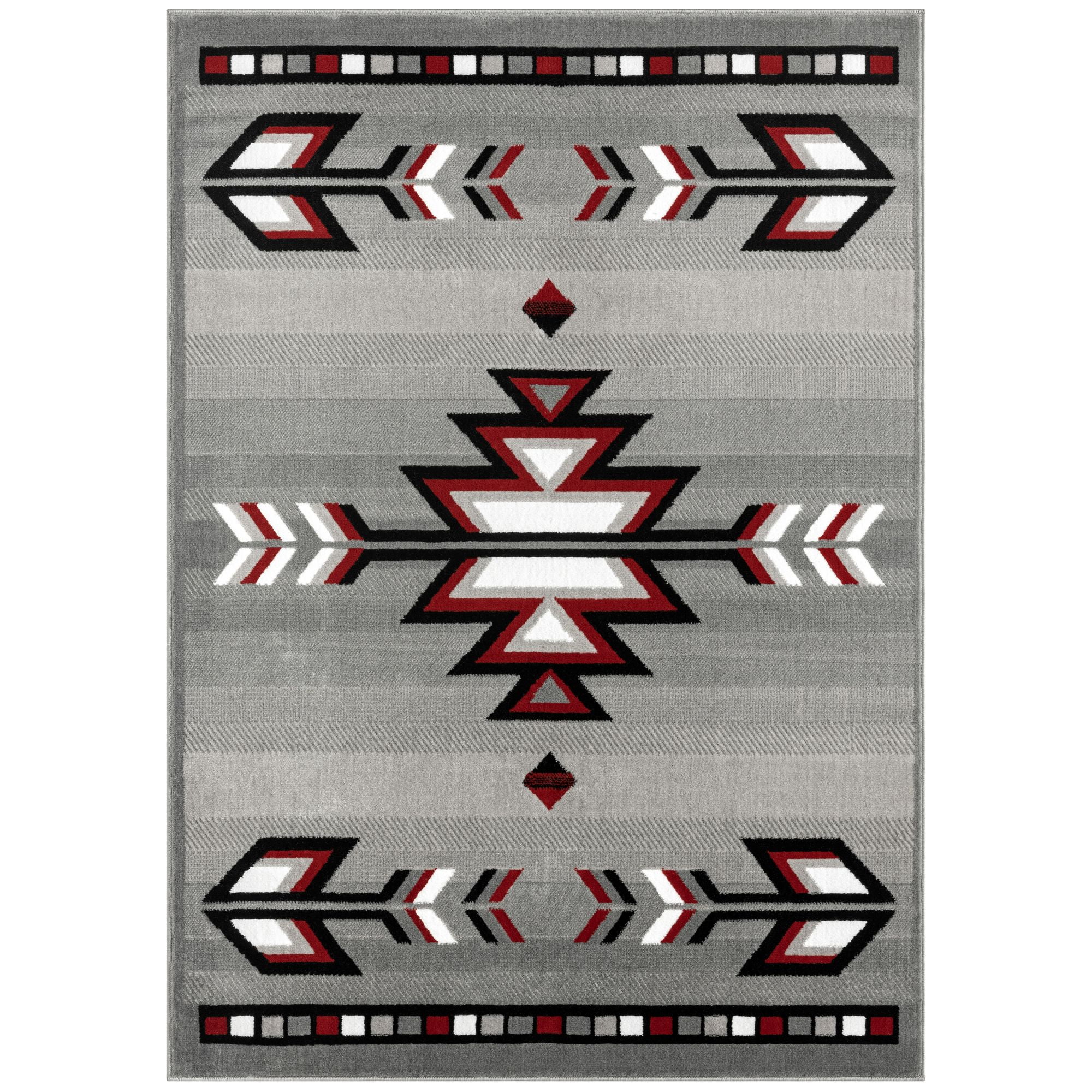 Home Dynamix Premium Sagrada Southwestern Geometric Area Rug, Grey/Red