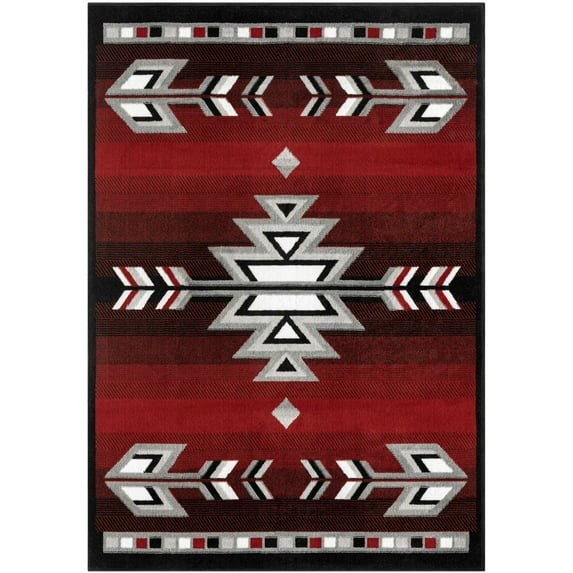 Home Dynamix Premium Sagrada Southwestern Geometric Area Rug, Red/Grey, 7'8"x10'7"