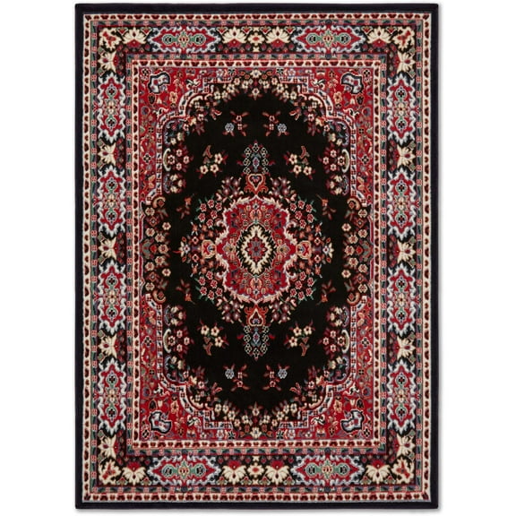 Home Dynamix Premium Sakarya Traditional Medallion Area Rug, Black/Red, 3'7"x5'2"