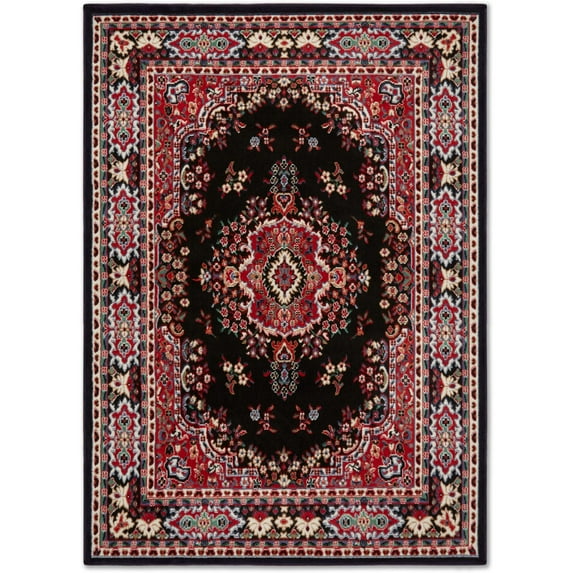 Home Dynamix Premium Sakarya Traditional Medallion Area Rug, Black/Red, 7'8"x10'7"