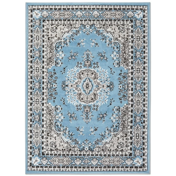 Home Dynamix Premium Sakarya Traditional Medallion Area Rug, Blue/Grey, 5'2"x7'4"