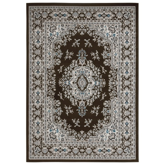Home Dynamix Premium Sakarya Traditional Medallion Area Rug, Brown/Ivory, 5'3"x7'5"