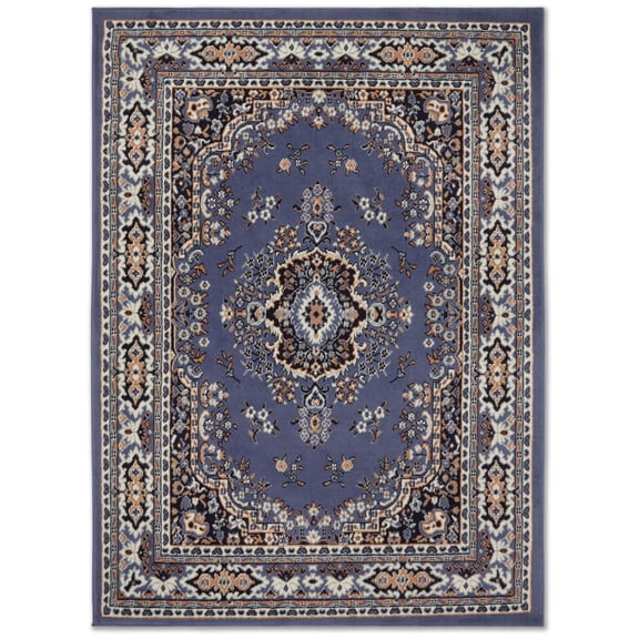 Home Dynamix Premium Sakarya Traditional Medallion Area Rug, Country Blue/Brown, 7'8"x10'7"