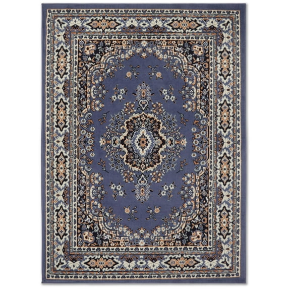 Home Dynamix Premium Sakarya Traditional Medallion Area Rug, Country Blue/Brown, 9'2"x12'5"