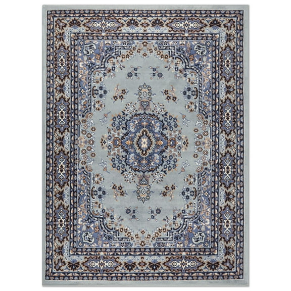 Home Dynamix Premium Sakarya Traditional Medallion Area Rug, Grey/Blue, 21"x35"