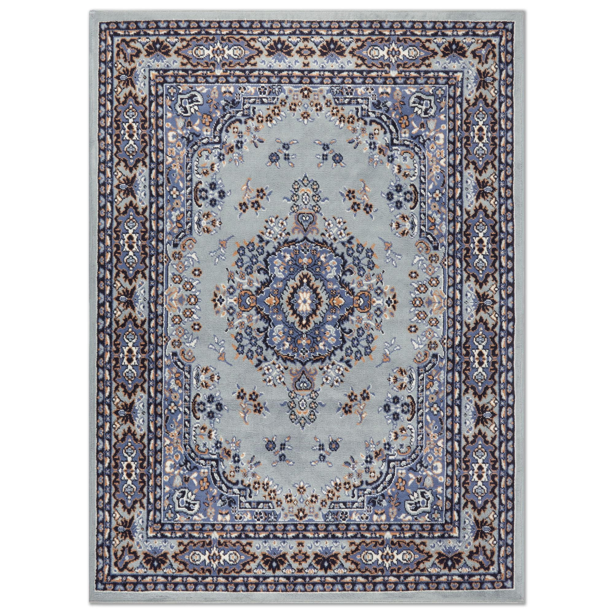 Premium Sakarya Gray and Blue Synthetic Medallion Area Rug