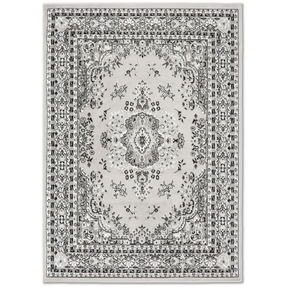 Home Dynamix Premium Sakarya Traditional Medallion Area Rug, Grey/Ivory, 21"x35"
