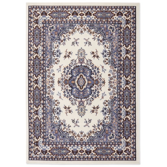 Home Dynamix Premium Sakarya Traditional Medallion Area Rug, Ivory/Blue, 21"x35"