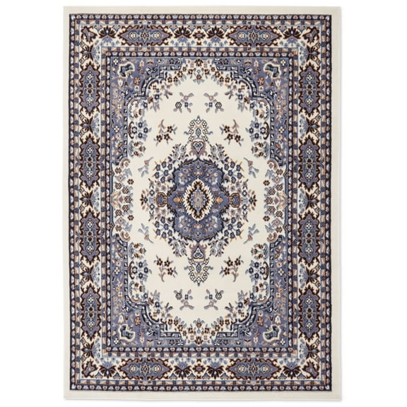 Home Dynamix Premium Sakarya Traditional Medallion Area Rug, Ivory/Blue, 3'7"x5'2"