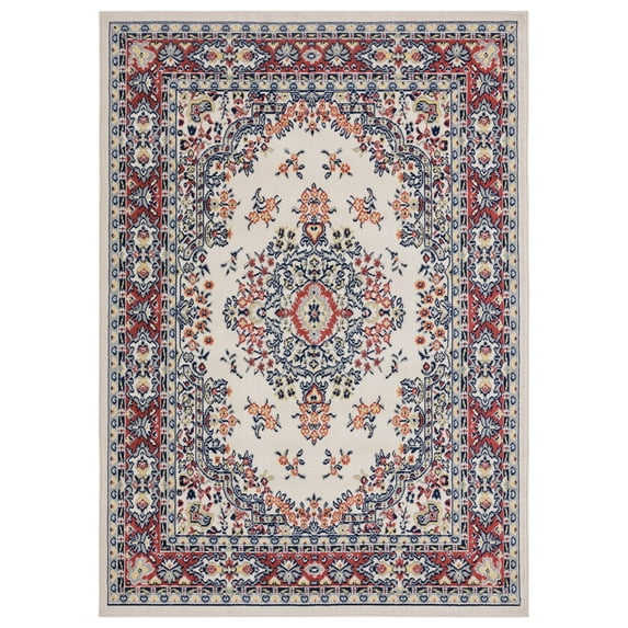 Home Dynamix Premium Sakarya Traditional Medallion Area Rug, Ivory/Red, 7'9"x10'8"