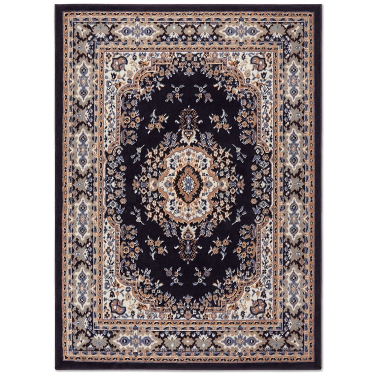 Home Dynamix Premium Sakarya Traditional Medallion Area Rug, Navy