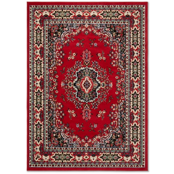 Home Dynamix Premium Sakarya Traditional Medallion Area Rug, Red/Black, 21"x35"