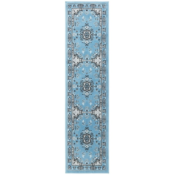 Home Dynamix Premium Sakarya Traditional Medallion Runner Area Rug, Blue/Grey, 1'9"x7'2"