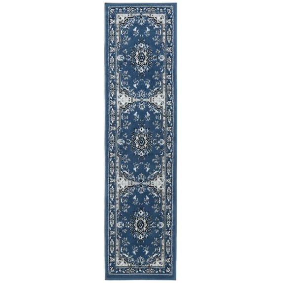 Home Dynamix Premium Sakarya Traditional Medallion Runner Area Rug, Blue/Ivory, 1'9"x7'2"