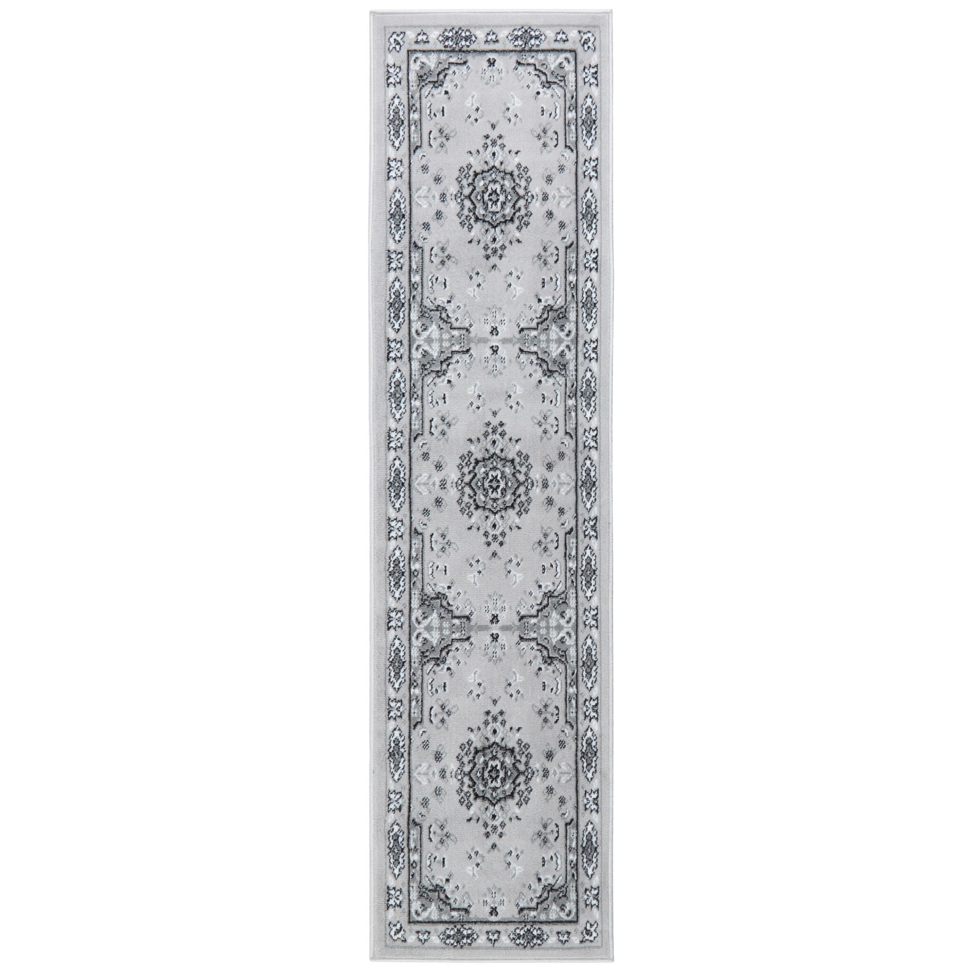 Home Dynamix Premium Sakarya Traditional Medallion Runner Area Rug, Grey/Ivory, 1'9"x7'2"