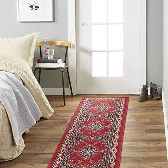 Home Dynamix Premium Sakarya Traditional Medallion Runner Area Rug, Red/Black, 1'9"x7'2"