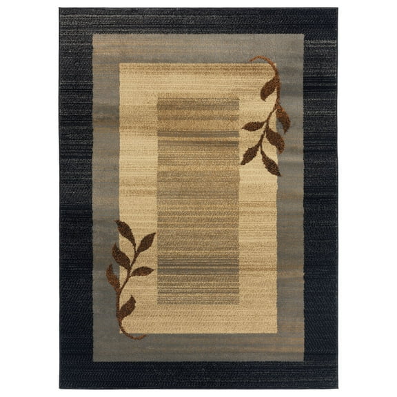Home Dynamix Royalty Clover Contemporary Geometric Border Area Rug, Black/Blue, 43"x62"