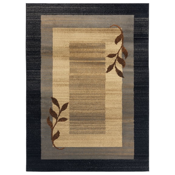 Home Dynamix Royalty Clover Contemporary Geometric Border Area Rug, Black/Blue, 5'2" Round