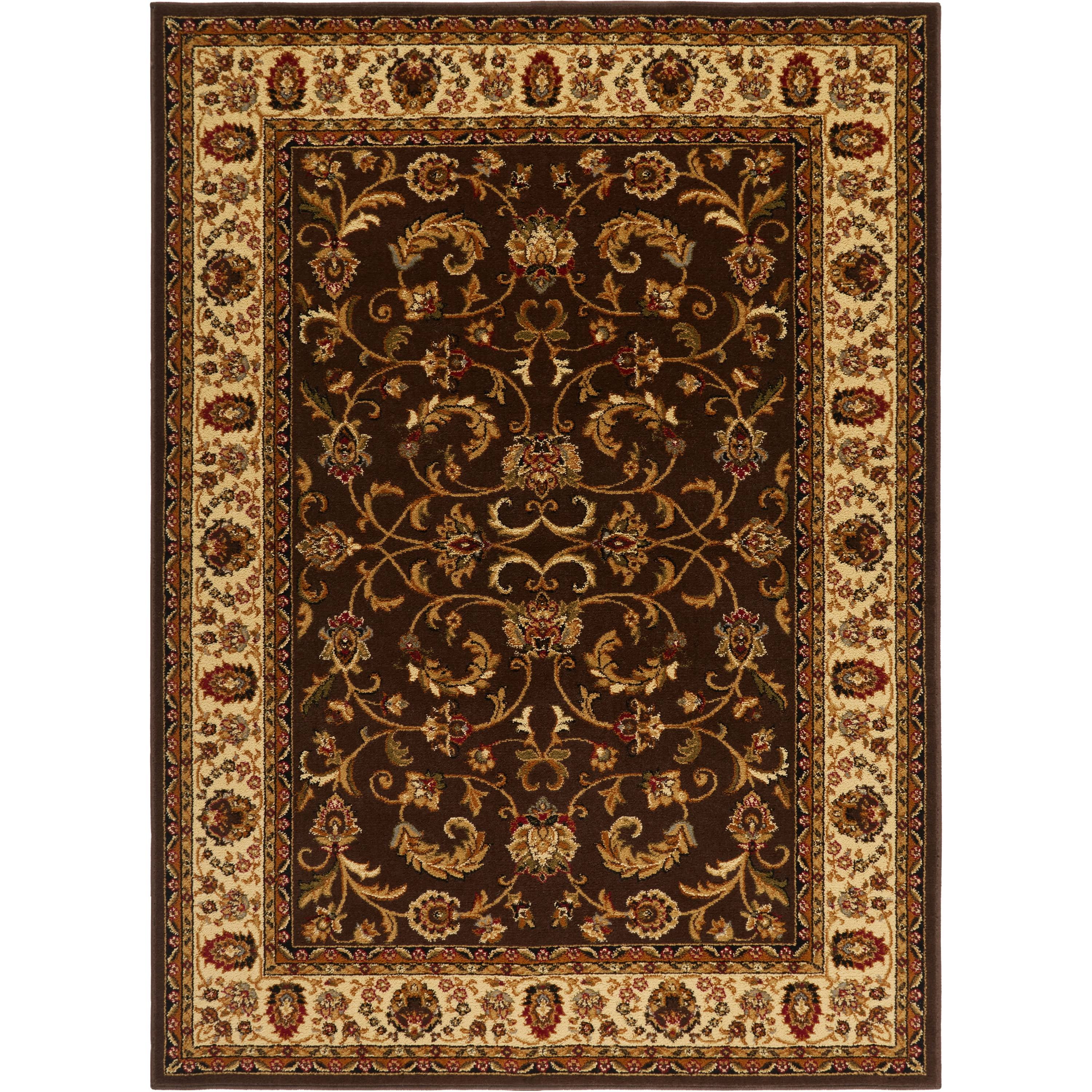 Home Dynamix Royalty Elati Indoor Traditional Ornate Damask Area Rug, Brown/Ivory, 43"x62"