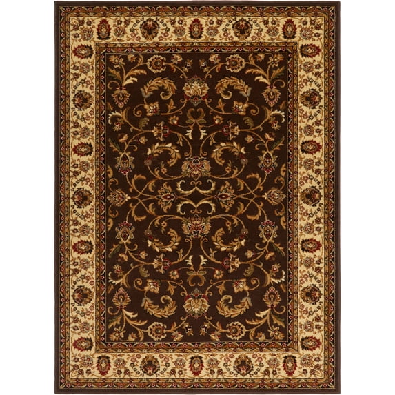 Home Dynamix Royalty Elati Indoor Traditional Ornate Damask Area Rug, Brown/Ivory, 43"x62"