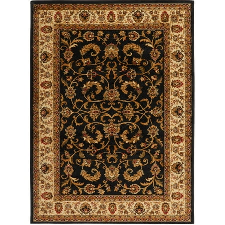 Home Dynamix Royalty Elati Traditional Ornate Damask Area Rug, Black/Ivory, 43"x62"