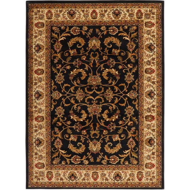 Home Dynamix Royalty Elati Traditional Ornate Damask Area Rug, Black/Ivory, 43"x62"