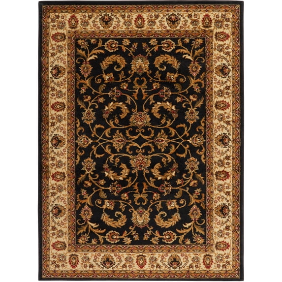 Home Dynamix Royalty Elati Traditional Ornate Damask Area Rug, Black/Ivory, 7'8"x10'4"