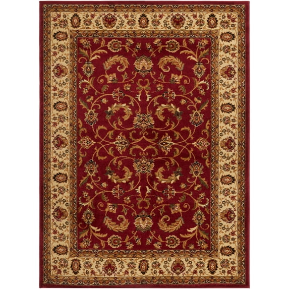 Home Dynamix Royalty Elati Traditional Ornate Damask Area Rug, Red/Ivory, 5'2"x7'2"