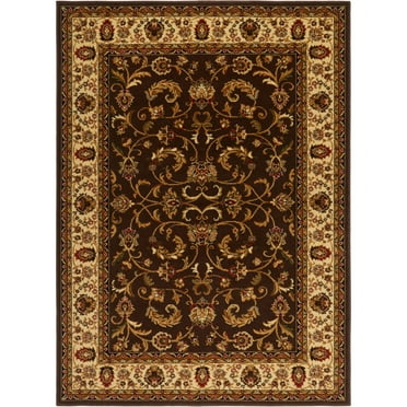 Home Dynamix Royalty Elati Traditional Ornate Damask Indoor Area Rug, Brown/Ivory, 5'2"x7'2"