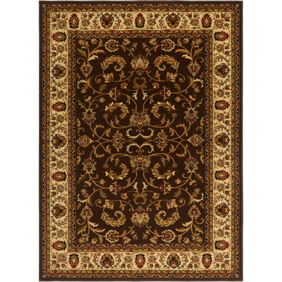 Home Dynamix Royalty Elati Traditional Ornate Damask Indoor Area Rug, Brown/Ivory, 5'2"x7'2"