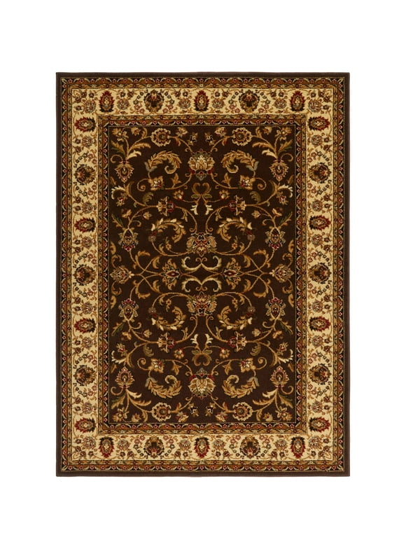 Home Dynamix Royalty Elati Traditional Ornate Damask Indoor Area Rug, Brown/Ivory, 5'2"x7'2"
