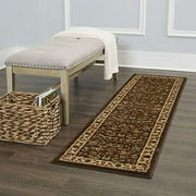 Home Dynamix Royalty Elati Traditional Ornate Damask Runner Area Rug, Brown/Ivory, 1'9"x7'2"