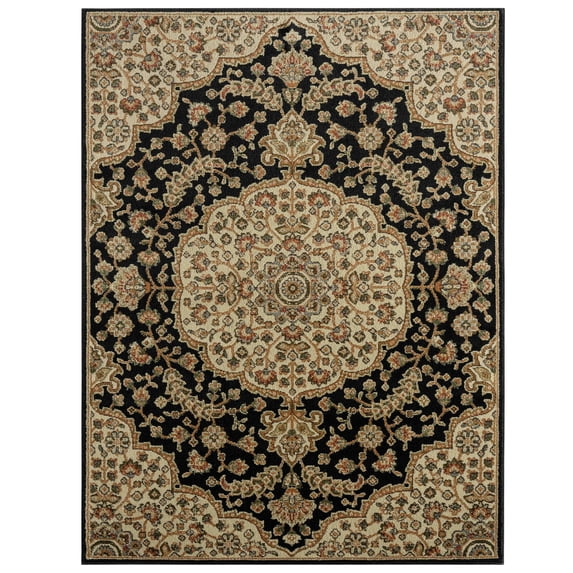 Home Dynamix Royalty Medallion Traditional Area Rug, Black/Ivory, 7'8"x10'4"