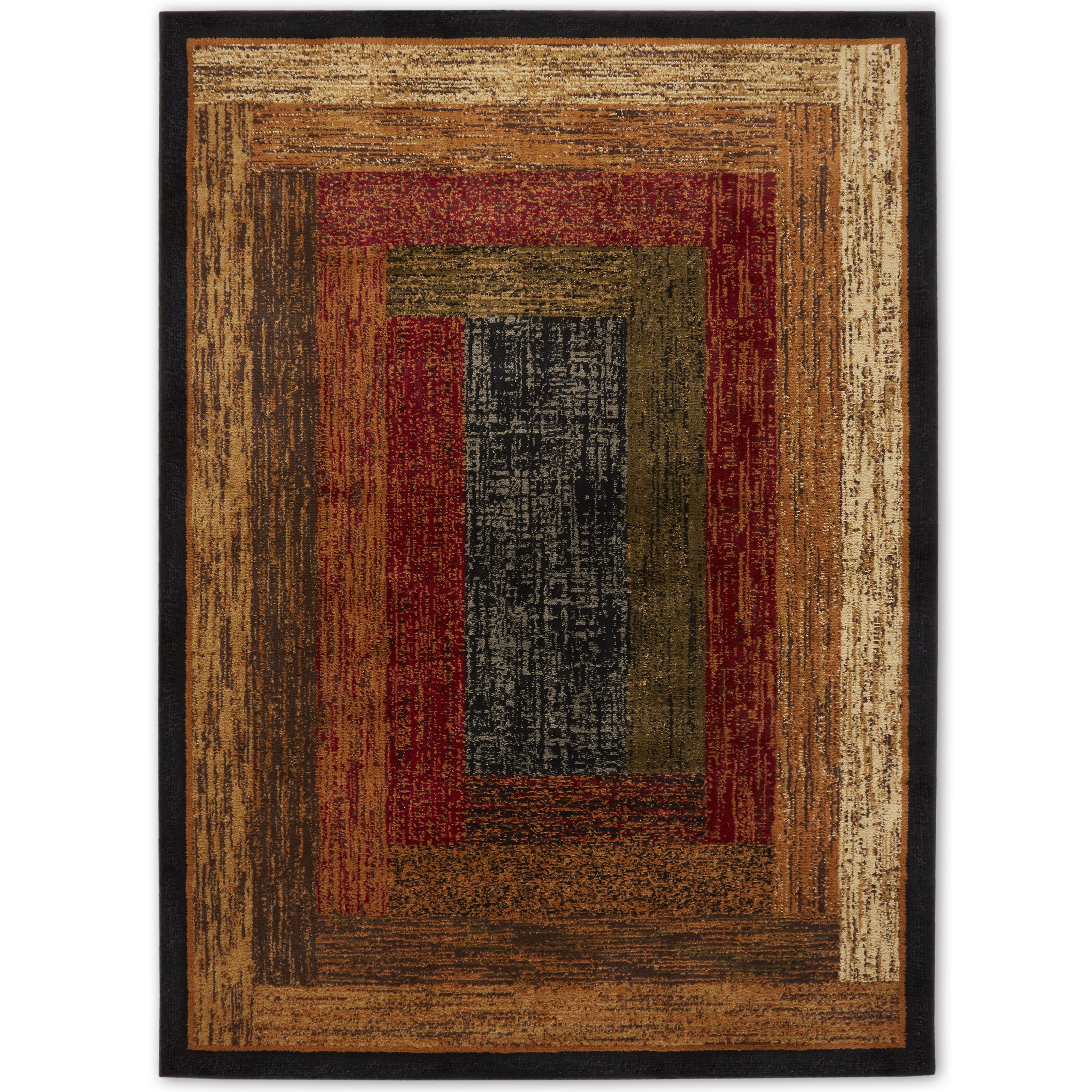Reversible Tufted Geometric Black Synthetic 93'' Area Rug