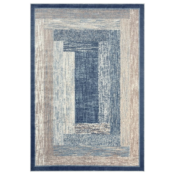 Home Dynamix Royalty Vega Contemporary Geometric Area Rug, Blue/Ivory, 5'2"x7'2"