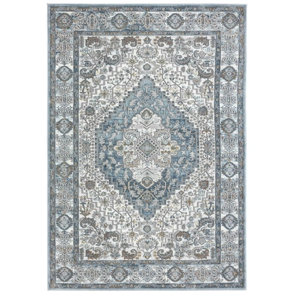 Home Dynamix Skyler Victoria Traditional Medallion Area Rug, Ivory/Blue, 7'8"x10'1"