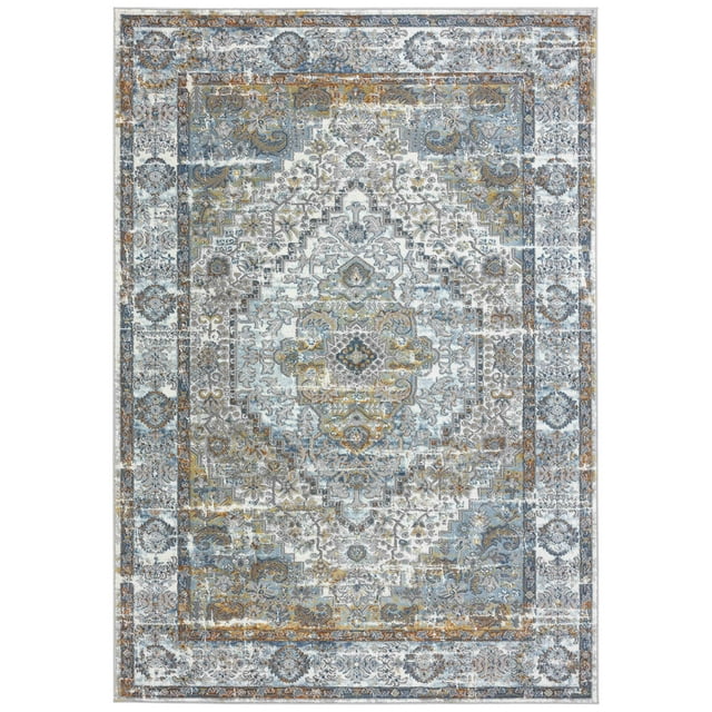 Home Dynamix Skyler Victoria Traditional Medallion Area Rug, Light Blue