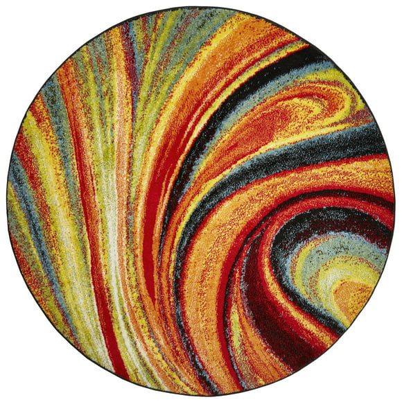 Home Dynamix Splash Adja Contemporary Abstract Swirl Area Rug, Red/Blue, 5'2" Round
