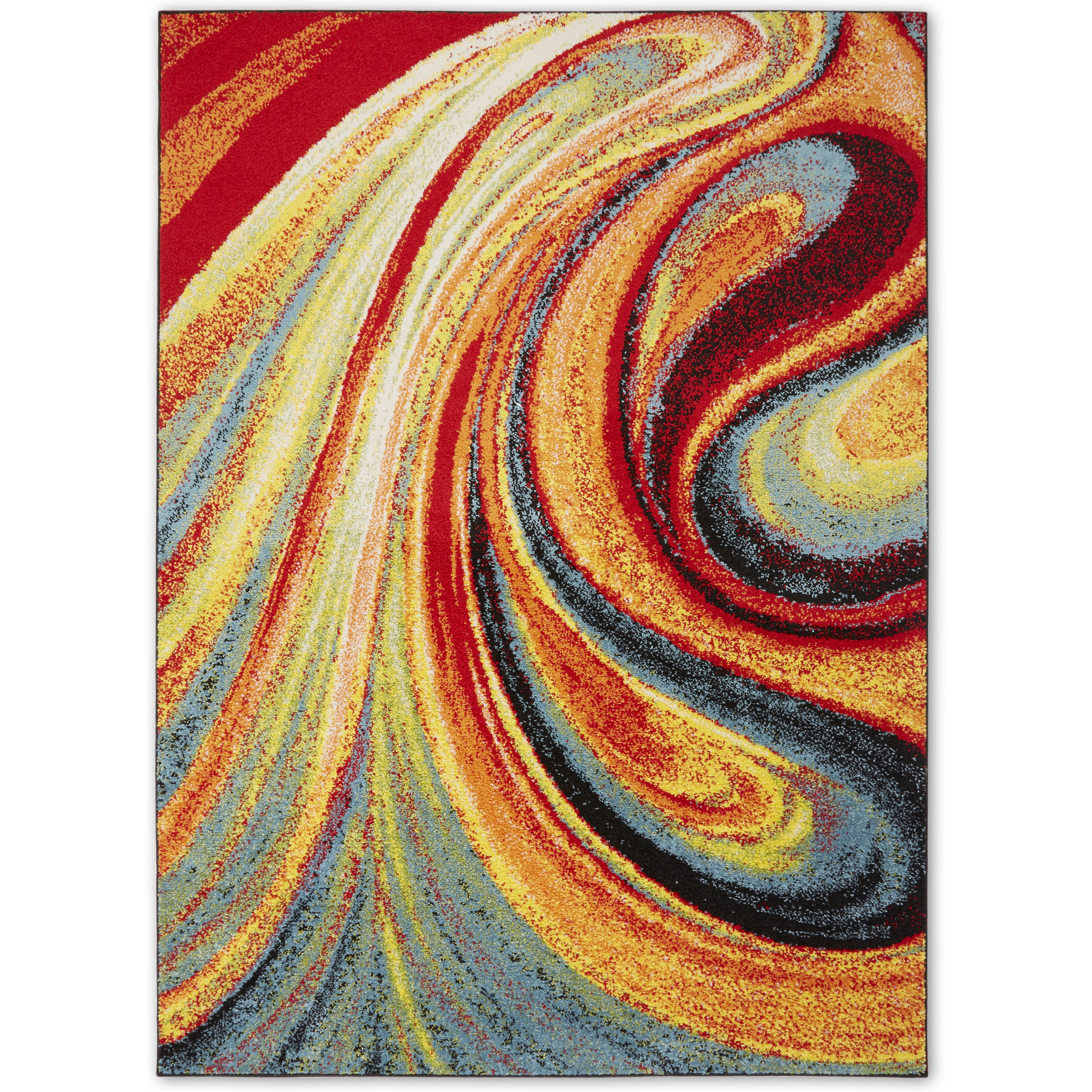 8' x 10' Red and Yellow Abstract Synthetic Area Rug