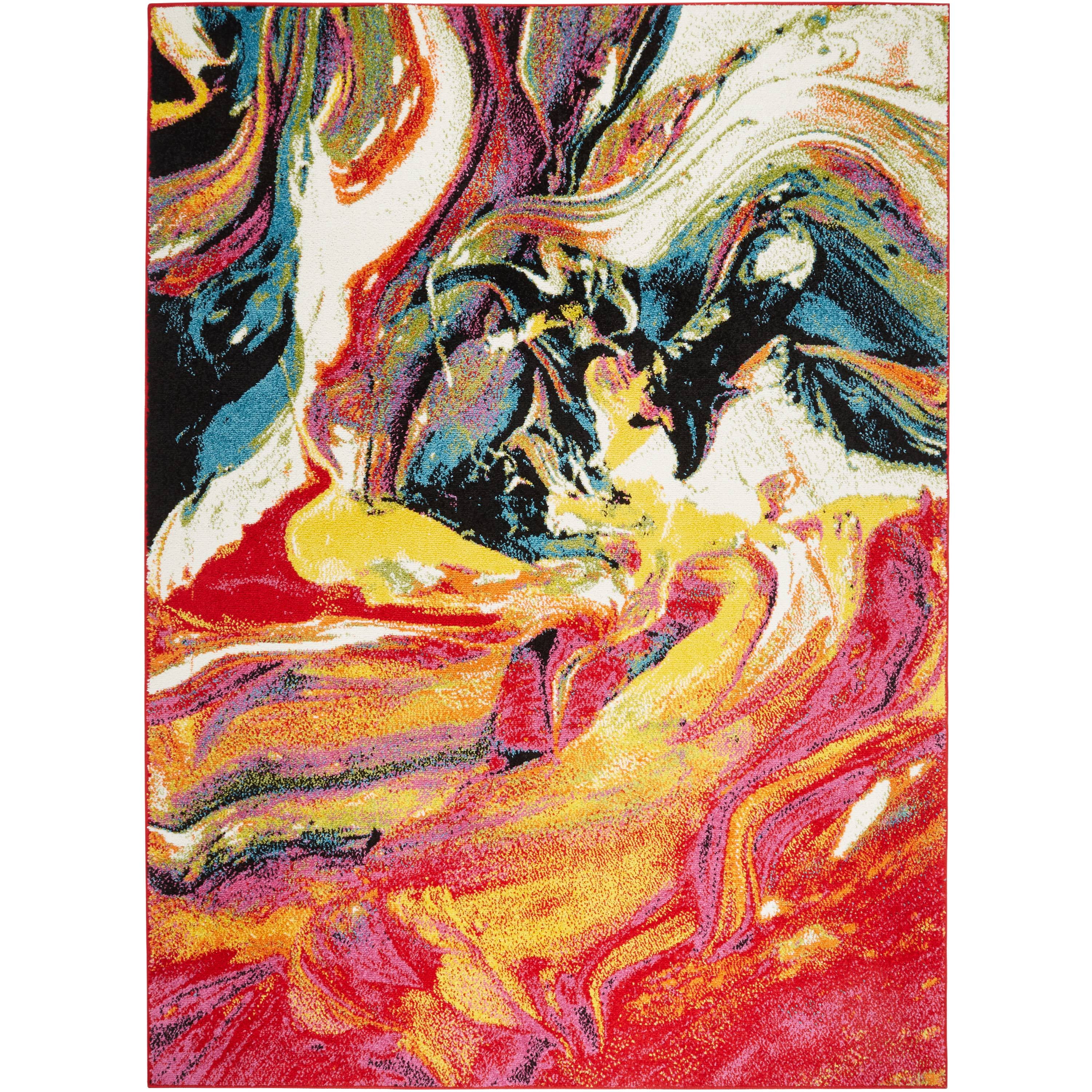 RUMCHE / Abstract paint オールインワン Home Dynamix Splash Avant Contemporary Abstract Area Rug, White
