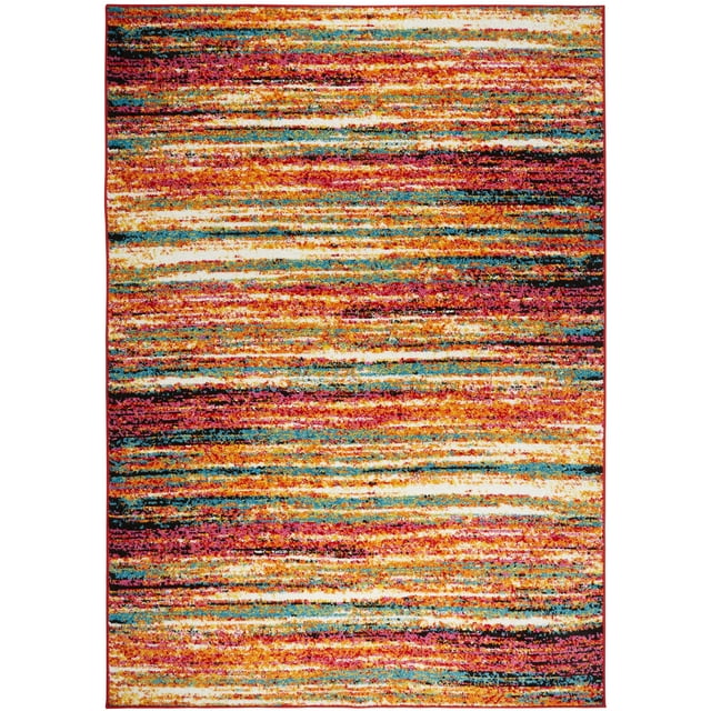 Home Dynamix Splash Cellis Contemporary Abstract Striped Area Rug, Orange/Blue, 7'10" Round